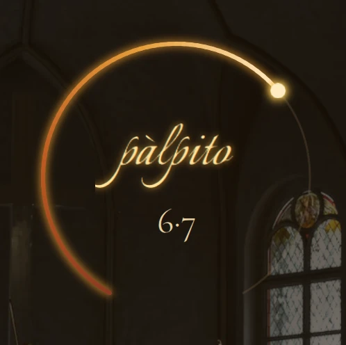 Palpito's circular intensity arc dial set to 6.7, the single control that governs how strongly each phrase leans.