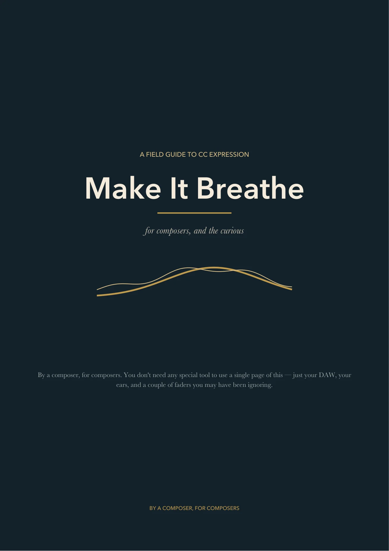 The cover of Make It Breathe — a composer's field guide to CC expression, 17 pages, PDF.