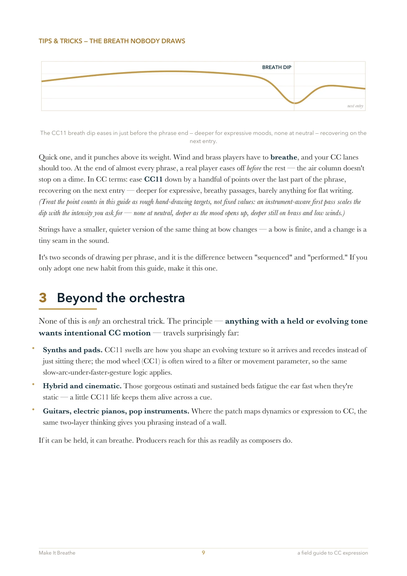 Guide page from the chapter on how instruments breathe.